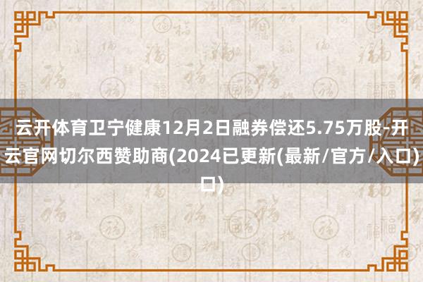 云开体育卫宁健康12月2日融券偿还5.75万股-开云官网切尔西赞助商(2024已更新(最新/官方/入口)